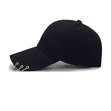 OVOY Black Kpop Snapback Cap with Iron Rings
