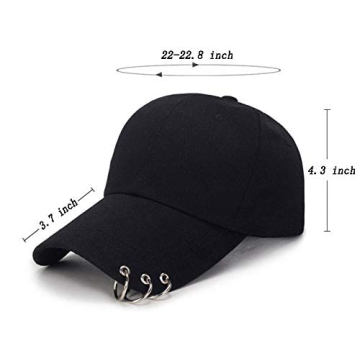 OVOY Black Kpop Snapback Cap with Iron Rings