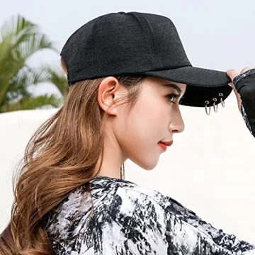 OVOY Black Kpop Snapback Cap with Iron Rings