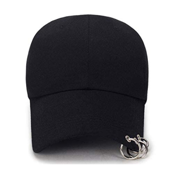 OVOY Black Kpop Snapback Cap with Iron Rings
