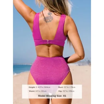 CUPSHE Glitter One Piece V Neck Swimsuit for Women