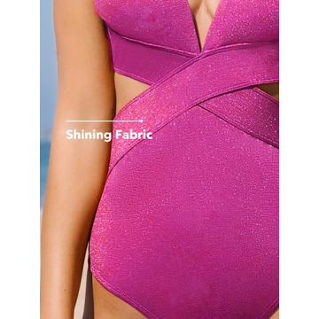 CUPSHE Glitter One Piece V Neck Swimsuit for Women