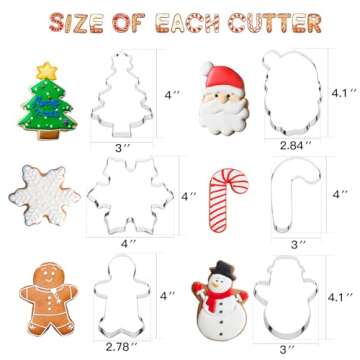 STARSIDE 4" Large Christmas Cookie Cutters,6 pcs Cookie Cutters Christmas Shapes, Metal Winter Holid...