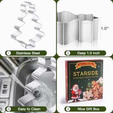 STARSIDE Large Christmas Cookie Cutters - 6 pcs