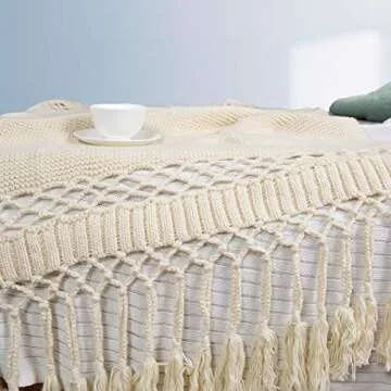 Cozy Handmade Knitted Throw Blanket by MH MYLUNE HOME