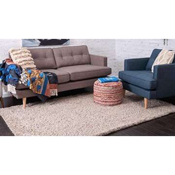 Unique Loom Solid Shag Collection Area Rug (7' 1" x 10' Rectangle, Taupe)