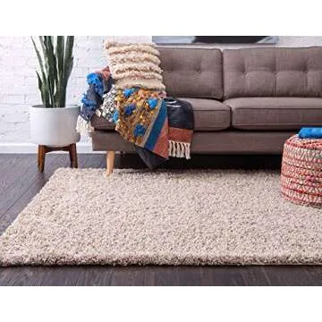 Unique Loom Solid Shag Collection Area Rug (7' 1" x 10' Rectangle, Taupe)