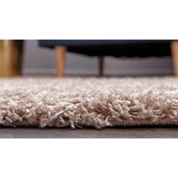 Unique Loom Solid Shag Collection Area Rug (7' 1" x 10' Rectangle, Taupe)