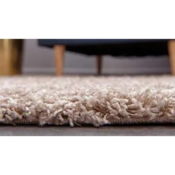 Unique Loom Solid Shag Collection Area Rug (7' 1" x 10' Rectangle, Taupe)
