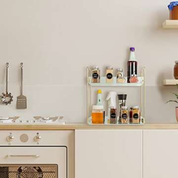 OAPRIRE Bathroom Countertop Organizer, 2 Tier Bathroom Organizer Countertop, Acrylic Countertop Bathroom Organizer, Makeup Shelf, Perfume Organizer (Gold)