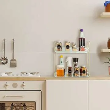 OAPRIRE Bathroom Countertop Organizer, 2 Tier Bathroom Organizer Countertop, Acrylic Countertop Bathroom Organizer, Makeup Shelf, Perfume Organizer (Gold)