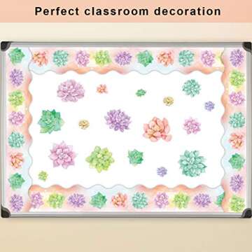 Succulent Bulletin Board Border for Classroom Rustic Bloom Board Trimmer Watercolor Floral Decoration for Back to School Supplies Class Ornament 36ft