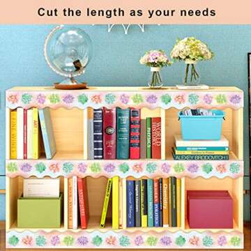 Succulent Bulletin Board Border for Classroom Rustic Bloom Board Trimmer Watercolor Floral Decoration for Back to School Supplies Class Ornament 36ft