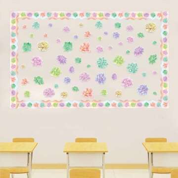 Succulent Bulletin Board Border for Classroom Rustic Bloom Board Trimmer Watercolor Floral Decoration for Back to School Supplies Class Ornament 36ft