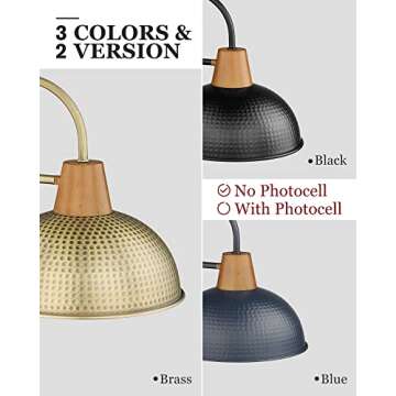 Outdoor Wall Sconces 2 Pack, HWH Gooseneck Barn Wall Light Fixtures Indoor/Outdoor, Vintage Exterior Wall Sconce Porch Lights with Hammered Metal Shade, Antique Brass Finish, 5HZG70B-2 BG