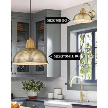 Outdoor Wall Sconces 2 Pack, HWH Gooseneck Barn Wall Light Fixtures Indoor/Outdoor, Vintage Exterior Wall Sconce Porch Lights with Hammered Metal Shade, Antique Brass Finish, 5HZG70B-2 BG