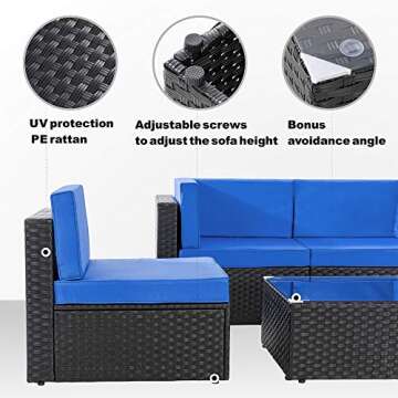 Walsunny 5 Pieces Outdoor Furniture Set for All Weather