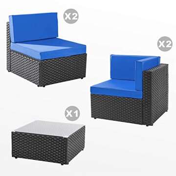 Walsunny 5 Pieces Outdoor Furniture Set for All Weather