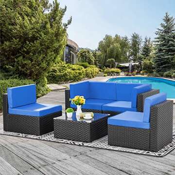 Walsunny 5 Pieces Outdoor Furniture Set for All Weather