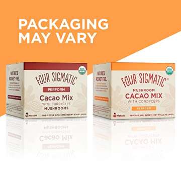 Mushroom Cacao by Four Sigmatic, Organic Instant Cacao with Cordyceps & Ginger, Supports Stamina & Energy, Drink it or Bake with it , 10 Count, Packaging may vary