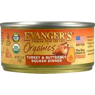 Evanger's Organics Turkey & Butternut Squash Dinner for Cats - 24 Cans with Nutritious Value
