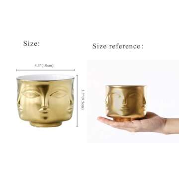 Poitemsic Ceramic Gold Face Planter Head Face Vase Home Decoration Succulent Cactus Indoor Plant Pot Versatility Designs
