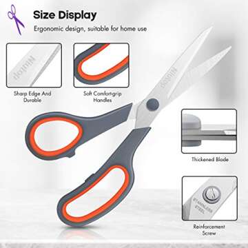 Scissors Bulk Set of 25-Pack, Niutop 8" Multipurpose Sharp Sewing Craft Shears Fabric Scissors for Office Home High/Middle School Student Office Teacher Supplies, Comfort-Grip Right/Left Handles