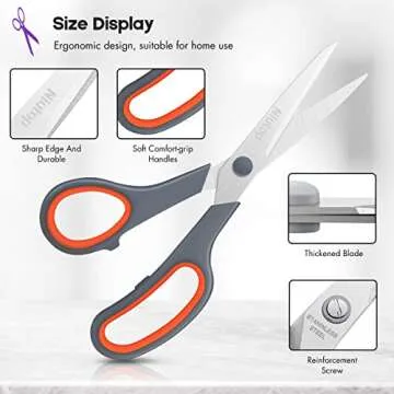Scissors Bulk Set of 25-Pack, Niutop 8" Multipurpose Sharp Sewing Craft Shears Fabric Scissors for Office Home High/Middle School Student Office Teacher Supplies, Comfort-Grip Right/Left Handles