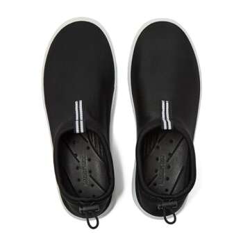 Lands' End Slip On Water Shoes for Women, Quick Dry Neoprene Sport Womens Water Shoes with Drainage Holes for Beach or Pool, Blue or Black Swim Shoes Women, Adult Aqua Socks - Black/White, 11 Medium