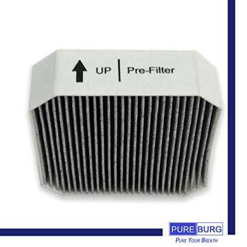 PUREBURG Replacement HEPA Pre-Filter Fits Molekule Air Purifier, High-efficiency Activated carbon 2-in-1 Air Clean Dust VOCs,2-Pack