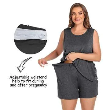 SWOMOG Maternity Nursing Pajamas with Pockets in Grey