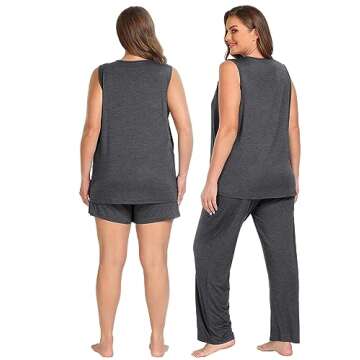SWOMOG Maternity Nursing Pajamas with Pockets in Grey
