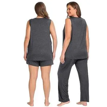 SWOMOG Maternity Nursing Pajamas with Pockets in Grey