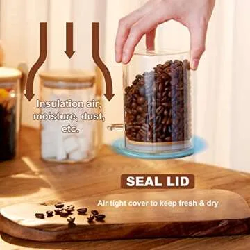 FyndraX Elegant Glass Storage Jars with Bamboo Lids 15 Oz