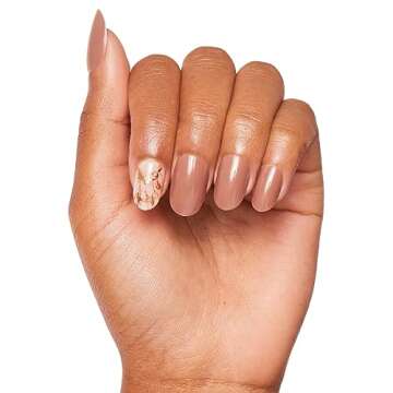 Glamnetic Press On Nails with Brush On Nail Glue | Gold Truffle, Creamer, & Sweetener | Reusable UV Finish Short Round Nails