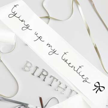 Magnusson's Garden Tying Up My Twenties Sash, RIP 20s Birthday Sash, Coquette Bow Party Supplies, Bl...