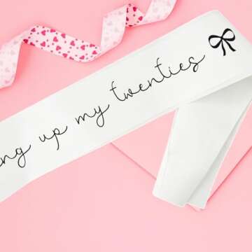 Magnusson's Garden Tying Up My Twenties Sash, RIP 20s Birthday Sash, Coquette Bow Party Supplies, Black Bow Themed Happy 30th Birthday Decorations