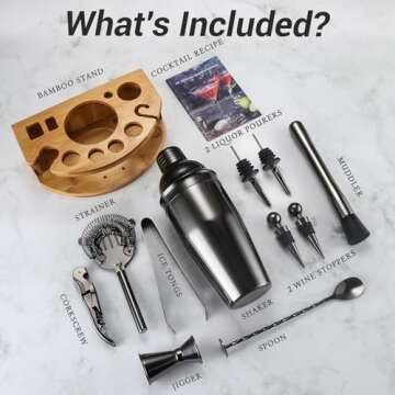 Cocktail Shaker Set Bartender Kit with Stand, 12 Piece Bar Set Drink Mixer Set with Stainless Steel ...