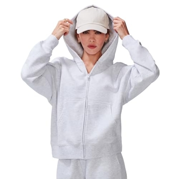 KUT & SO Women's Oversized Fleece Zip Hoodie - Heather Gray