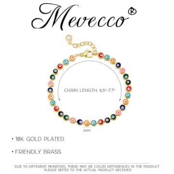 MEVECCO Dainty Gold Evil Eye Bracelet for Women Gifts