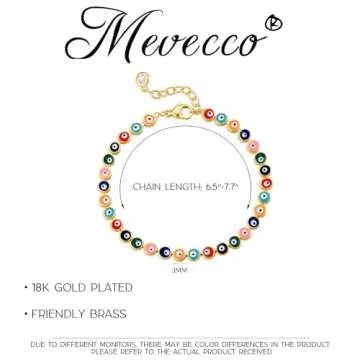MEVECCO Dainty Gold Evil Eye Bracelet for Women Gifts