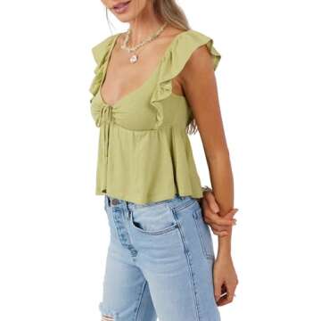 Womens Katharine Short Sleeve Top, Palm, M