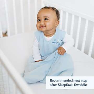 HALO SleepSack, 100% Cotton Wearable Blanket, Swaddle Transition Sleeping Bag, TOG 0.5, Baby Blue, Large, 12-18 Months