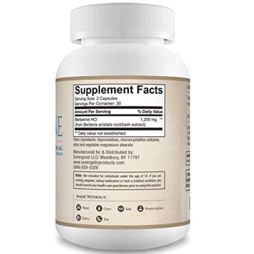 Sunergetic Premium Berberine Supplement 1200mg - Immune Support