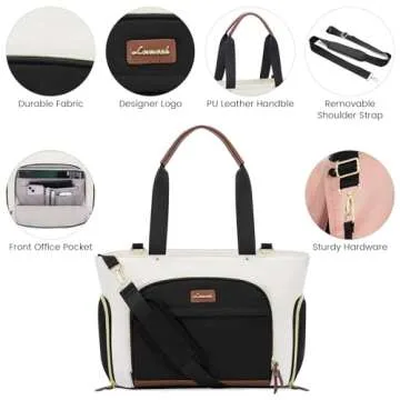 LOVEVOOK Breast Pump Bag & Diaper Tote - 3Pc Set for Breastfeeding Moms - Laptop Pocket, Cooler & Changing Pad - Fits Most Pumps