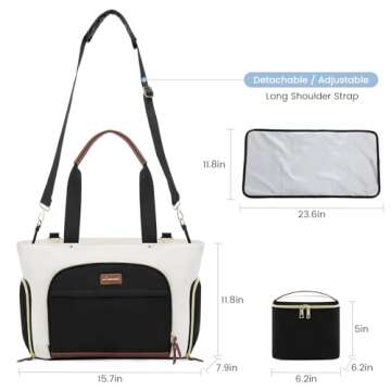 LOVEVOOK Breast Pump Bag & Diaper Tote - 3Pc Set for Breastfeeding Moms - Laptop Pocket, Cooler & Changing Pad - Fits Most Pumps
