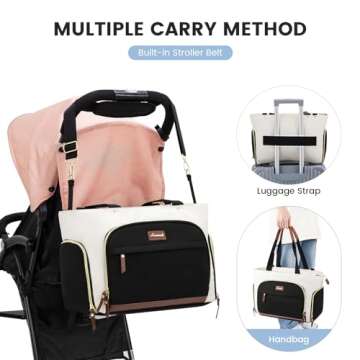 LOVEVOOK Breast Pump Bag & Diaper Tote - 3Pc Set for Breastfeeding Moms - Laptop Pocket, Cooler & Changing Pad - Fits Most Pumps