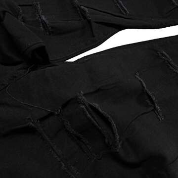 VICVIK High Waist Women Knee Skinny Denim Distressed Ripped Boyfriend Jeans (M, Black)