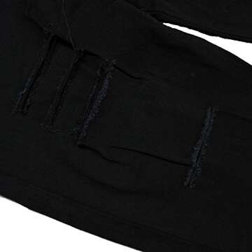 VICVIK High Waist Women Knee Skinny Denim Distressed Ripped Boyfriend Jeans (M, Black)