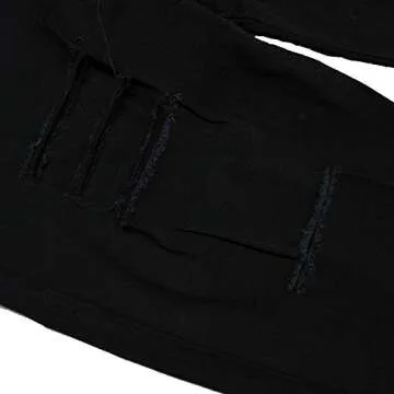 VICVIK High Waist Women Knee Skinny Denim Distressed Ripped Boyfriend Jeans (M, Black)